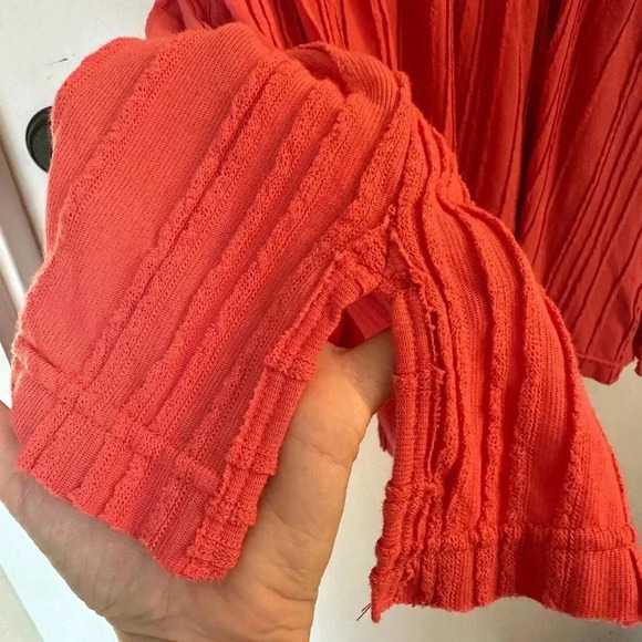 Free People Take A Spin Coral Babydoll Mini Dress Tunic oversized XS - Picture 6 of 7